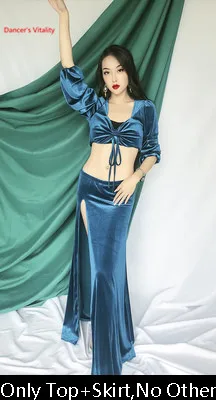 Top Skirt as Photo Одежда для занятий танцами живота, новинка зимы, велюровый топ с завязками, юбка для взрослых, восточные индийские танцевальные костюмы для соревнований, тренировочные костюмы - Цвет: Top Skirt as Photo