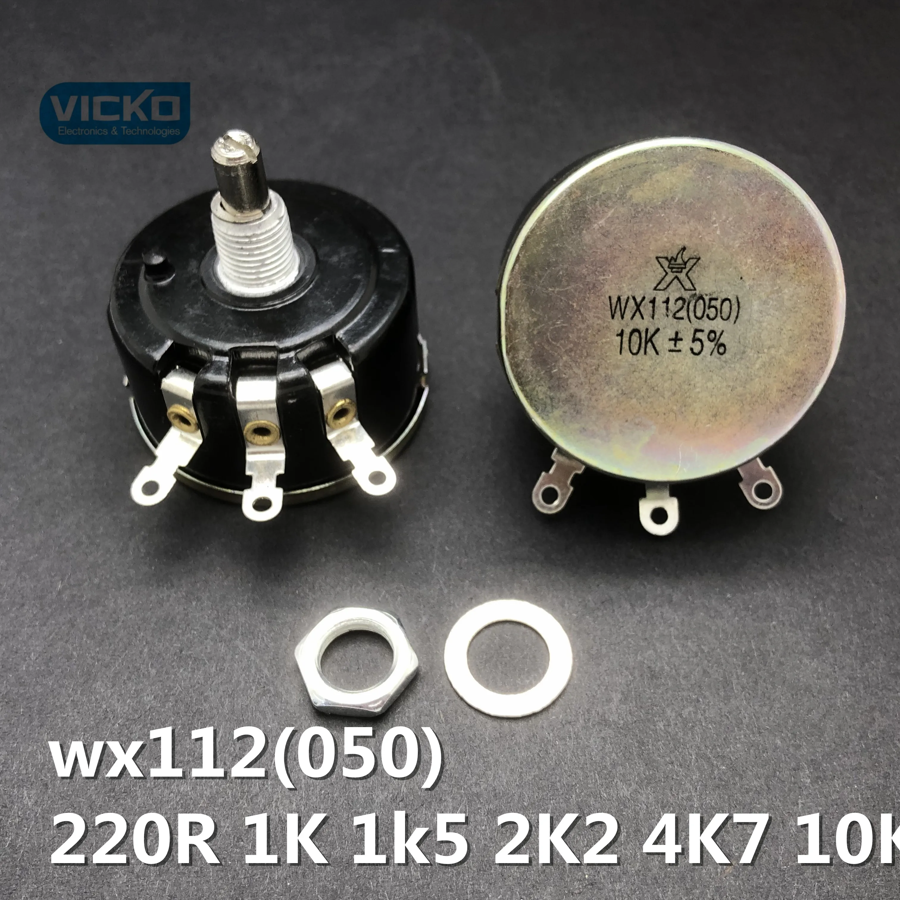 [VK] wx112 wx050 220R 1K 1k5 2K2 4K7 10K однооборотный потенциометр 5 Вт Регулируемый