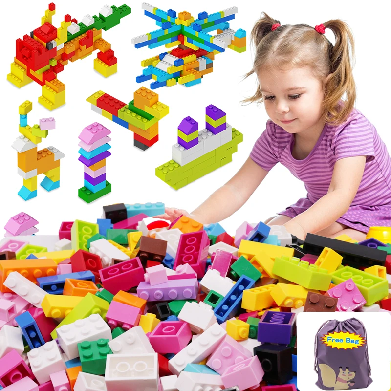 

Classic Mini Size Bulk Building Blocks Sets DIY Construction Bricks Colorful Assemble Figures Block Educational Girls Boys Toys