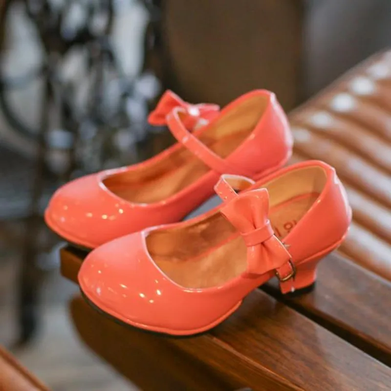 Spring Children Girls Leather High Heel Princess Dance Sandals Party Dress Wedding Shoes