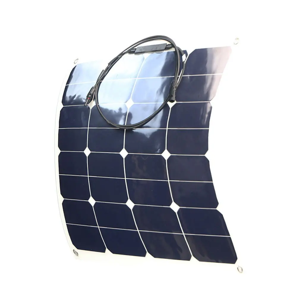 Лучшее качество Полугибкие солнечные панели Sunpower 50 Вт с монокристаллическим солнечным элементом для домашнего использования