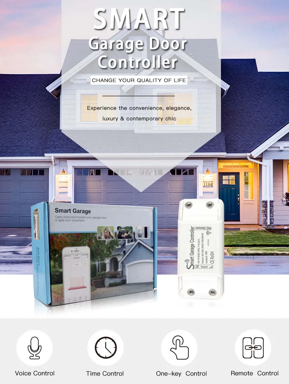 

WIFI Swithch Smart garage door controller with Alexa Google Home and IFTT Smart Life/Tuya APP control smart Remote Control