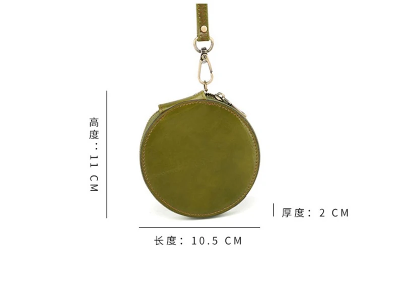 Genuine Leather Coin Purse Bag For Women Girl Short Zipper Round Small Money Pocket Bags Card Holder Wallet With Wraist Strap