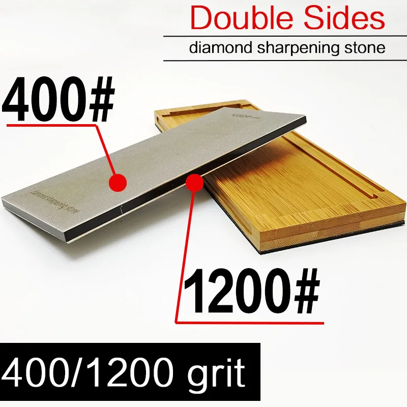 80-3000 Алмазная двухсторонняя точилка для ножей Профессиональные кухонные инструменты заточка камней Шлифовка с бамбуковой основой - Цвет: 400 1200 grit
