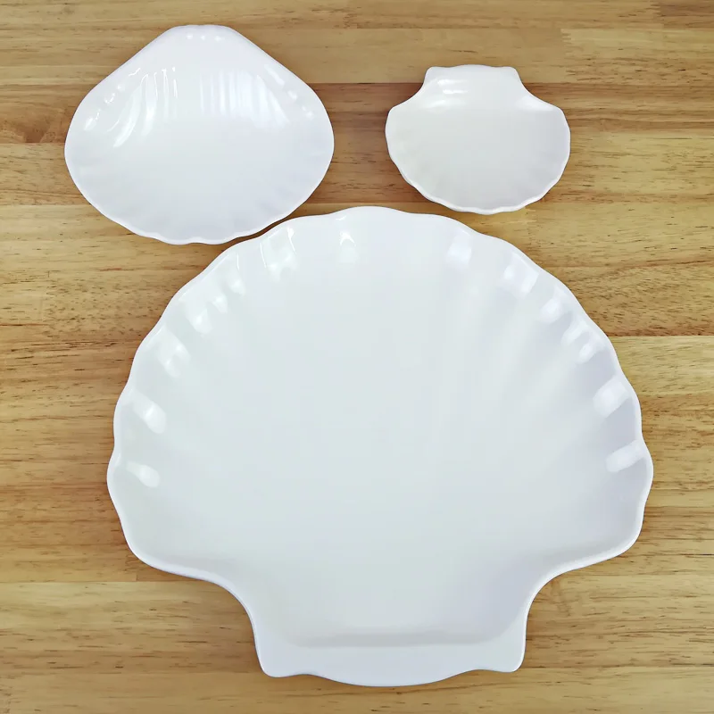 Plastic Dinner Plates Melamine Dinnerware Imitation Porcelain Plate Shell Dish Hot Pot Restaurant Seasoning Dish A5