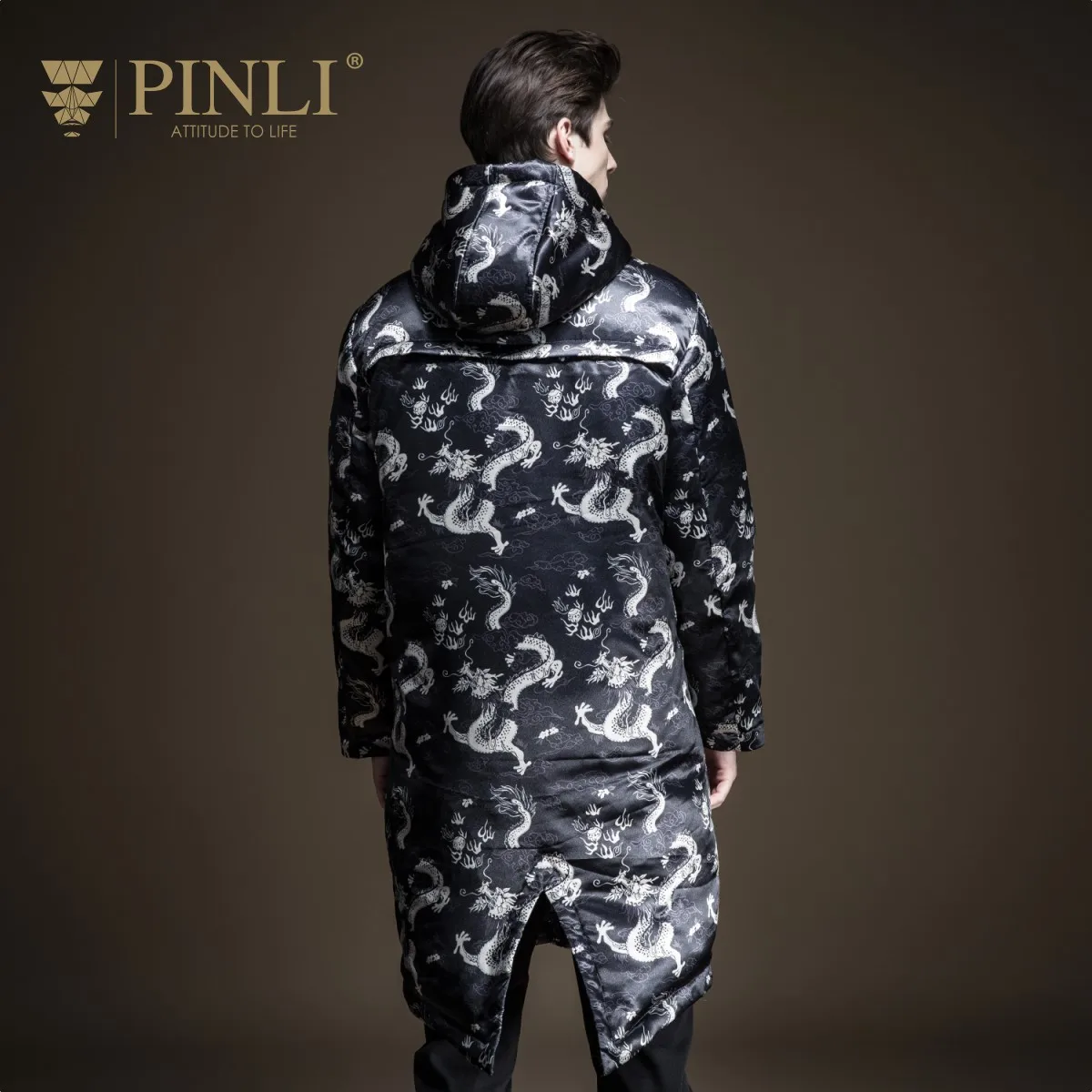 Sobretudo Top Fashion Pinli Product Made The New Autumn In Men's Long Hooded Printing Down Jacket Coat B193508173