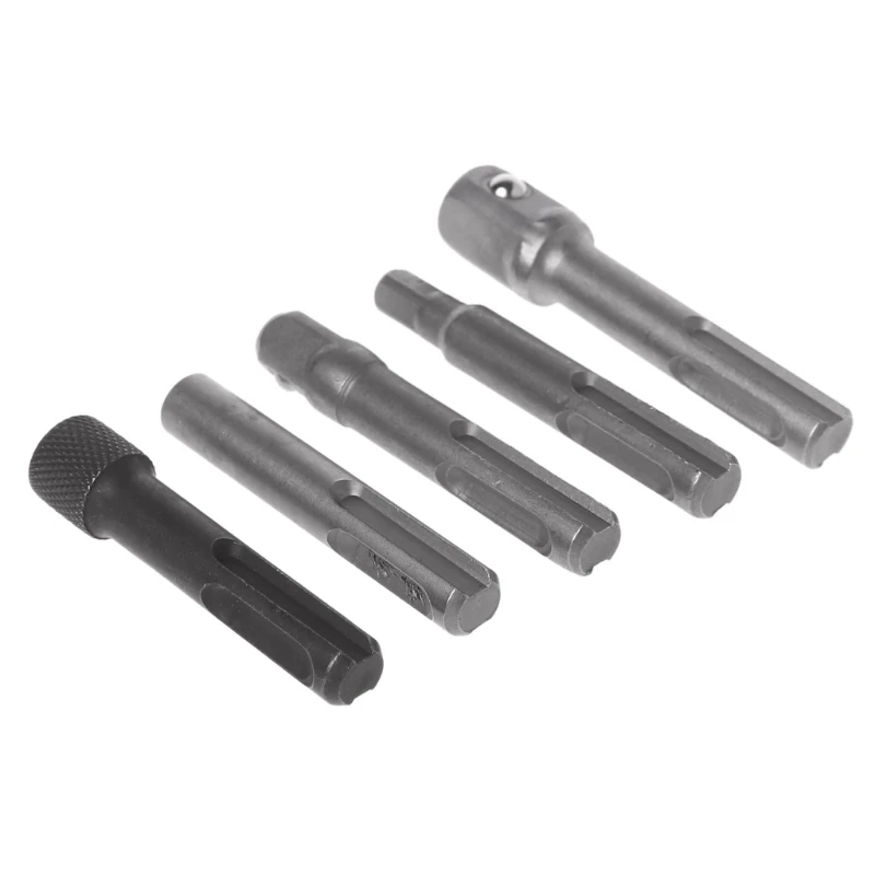 

2022 New 5Pcs SDS Plus 1/4 Hex Socket Driver Hammer Drill Bit Chuck Adaptor Bar Kit Set