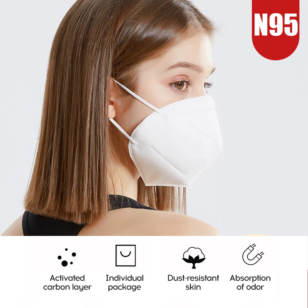 

50pcs Virus Protect High Quality N95 KN95 FFP3 Mouth Cover Dust Masks 5 Layers Of Protection Dust-proof Haze-proof Anti-fog Mask