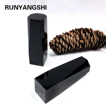 

Runyangshi 1pc Natural black stone obsidian Crystal Crafts Raw stone polishing Cube Trinket Home decoration