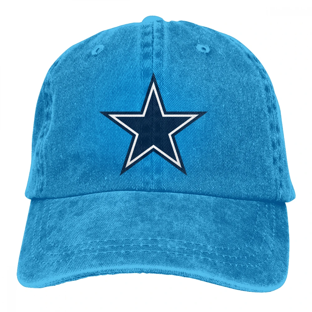 Голубая звезда Casquette натуральный унисекс Мужские Женские джинсовые бейсболка с ремешком кепки Регулируемый Гольф папа шляпа