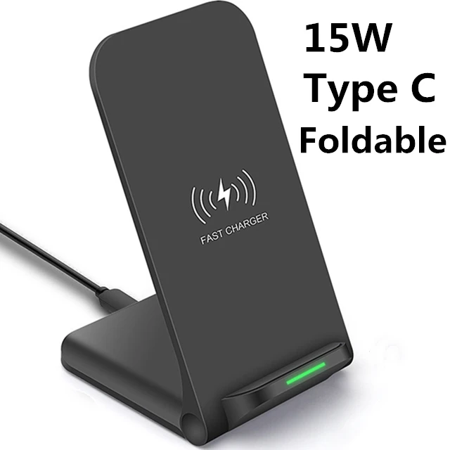 FDGAO 15 Вт Беспроводное зарядное устройство USB C настольная подставка для samsung S9 S10 Note 10 9 10 Вт Qi Быстрая зарядка для IPhone 11 Pro XS XR X 8 - Цвет: 15W Foldable Type C