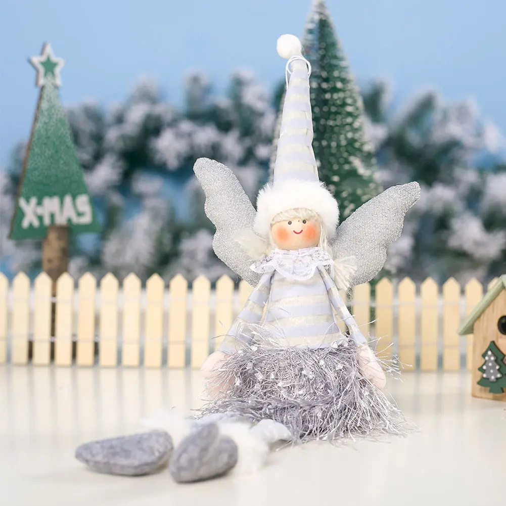 Figurine Striped Cloth Festive Cute Christmas Doll Pendant Gift Party Office Ornament Home Holiday Decoration Angel Girl