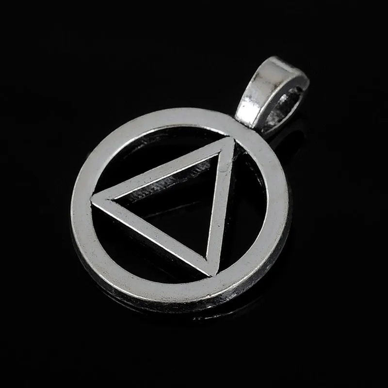 

HAEQIS Vintage Silver Alcoholics Anonymous Charms Triangle Circle Symbol Charms pendant 19*26mm 50pcs