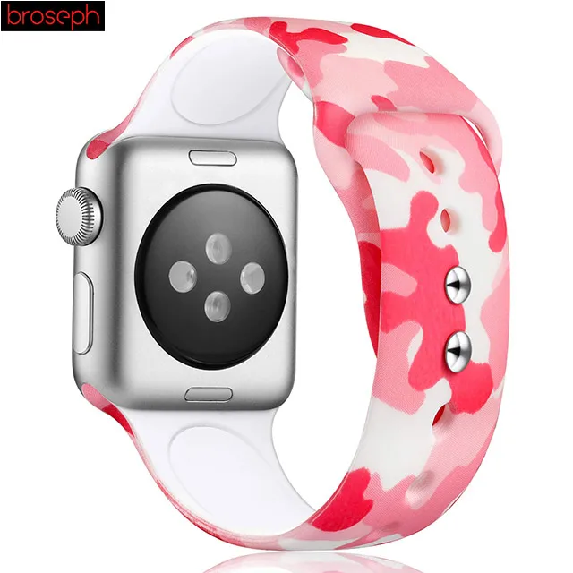 D Напечатанный ремешок для apple watch 4 band 40 мм 44 мм силиконовые ремешки для часов для iwatch 3 2 1 band 38 мм 42 мм браслет - Цвет ремешка: D