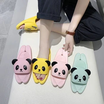 

WEIBATE 2020 Summer Home Ladies Slippers Non-slip Indoor Bath Bathroom Cute Cartoon Panda Shape Outdoor Beach Shoes