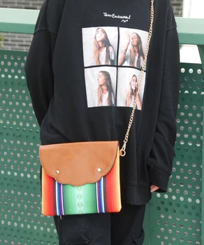 

Wholesale Aztec Scalloped Wristlet Case Cosmetic Bags Serape Crossbody With Steel Chain Shoulder DOM1091471