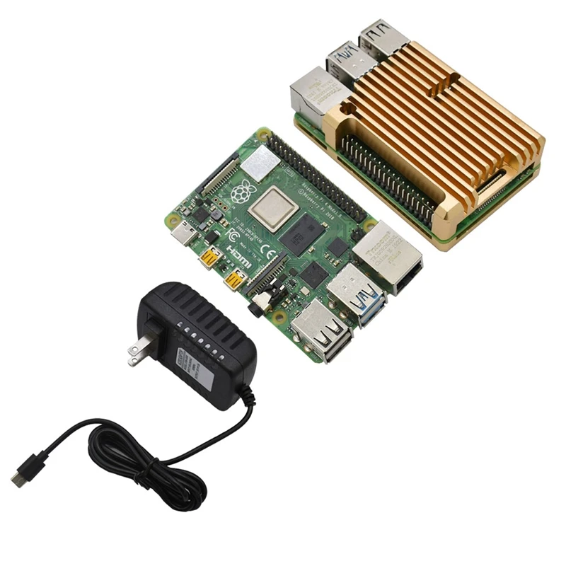 Для Raspberry Pi 4B 4G ram DIY Kit Поддержка 2,4/5,0 GHz wifi Bluetooth 5,0 с алюминиевым ЧПУ сплав защитный Золотой чехол 5V 3A P
