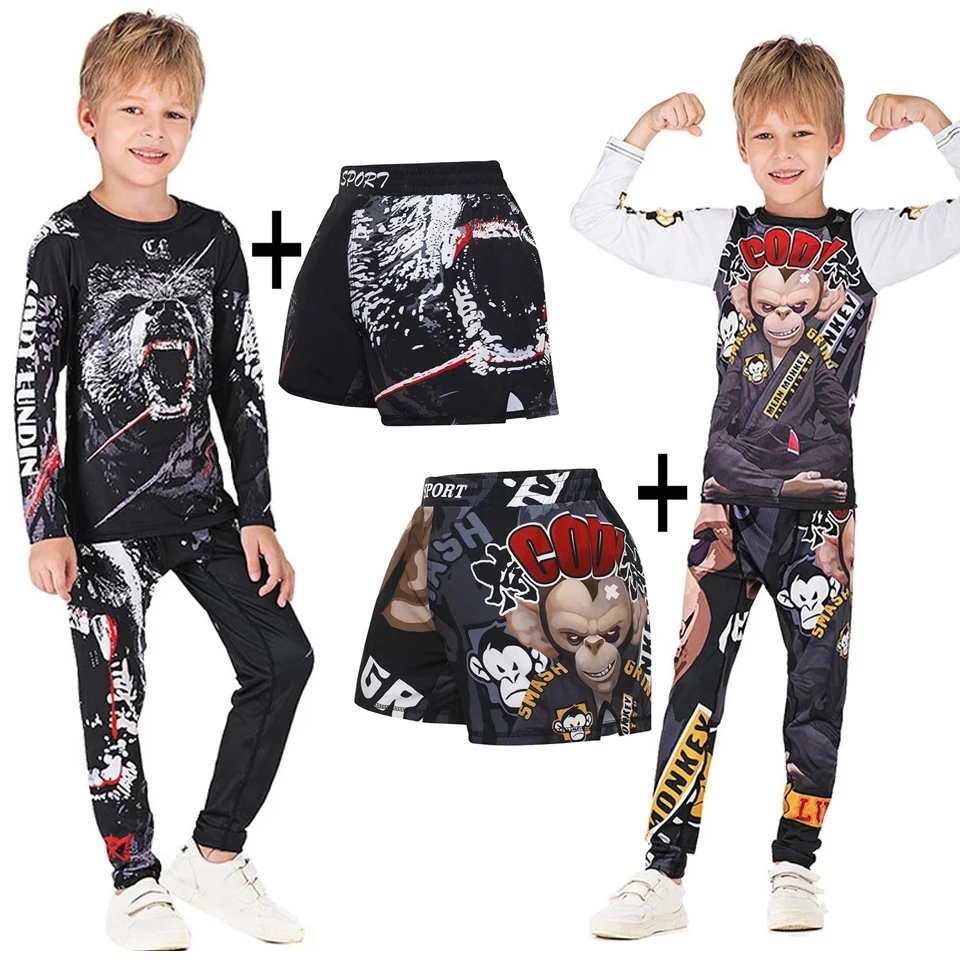 Rashguard Jiu jitsu Kimono MMA Kids T-shirt Pant Sets Sports Apparel