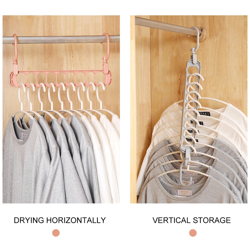 Nine-hole Rotating Magic Clothes Hanger Holder Anti Slip Clothing Garment Hanging Racks Save Space Wardrobe Closet Organizer