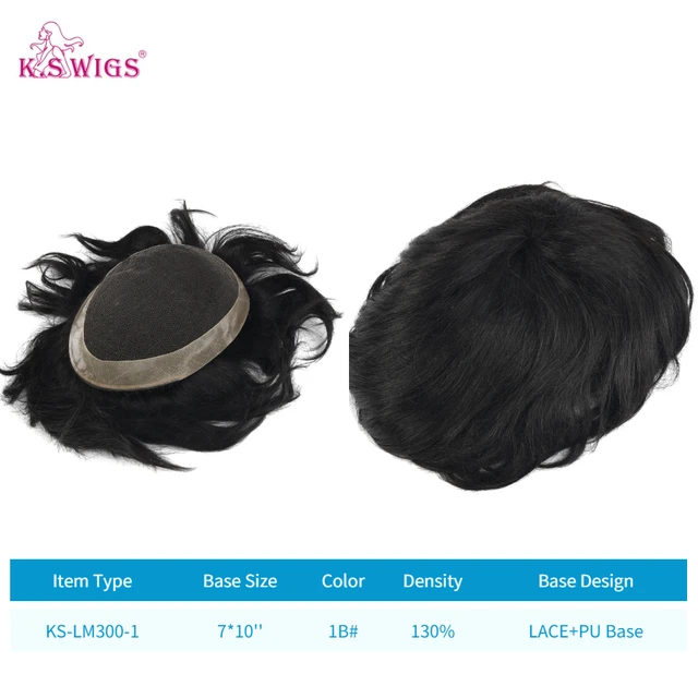 Clearance Multiple Base Men's Wig Indian Human Hair Toupee Density Durable Capillary Prosthesis Hair Replacement Systems KS-LM300-1-7X10