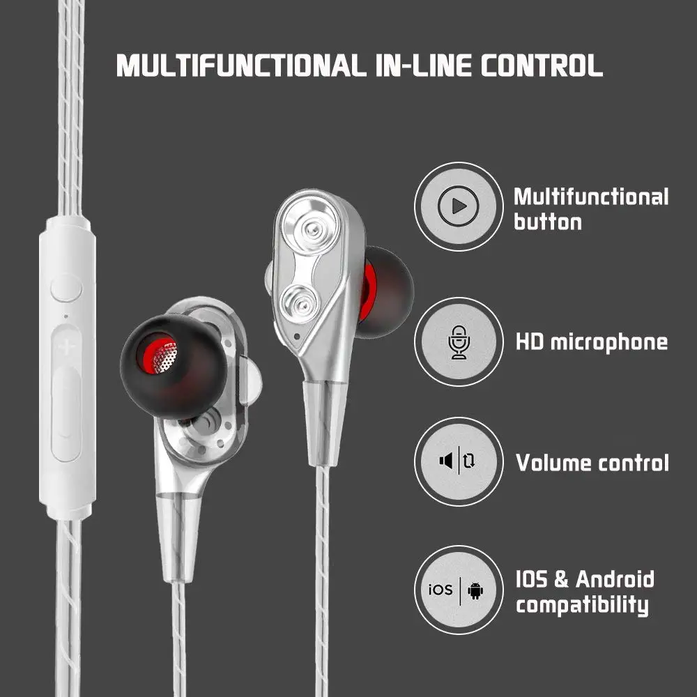 3.5mm Wired Earphone with Mic for iPhone Samsung Huawei Xiaomi