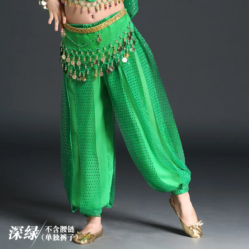 Детский комплект для восточных танцев, костюмы для танца живота для девочек, индийские костюмы для танца живота, одежда для танца живота, детские индийские костюмы - Цвет: Green Pants only