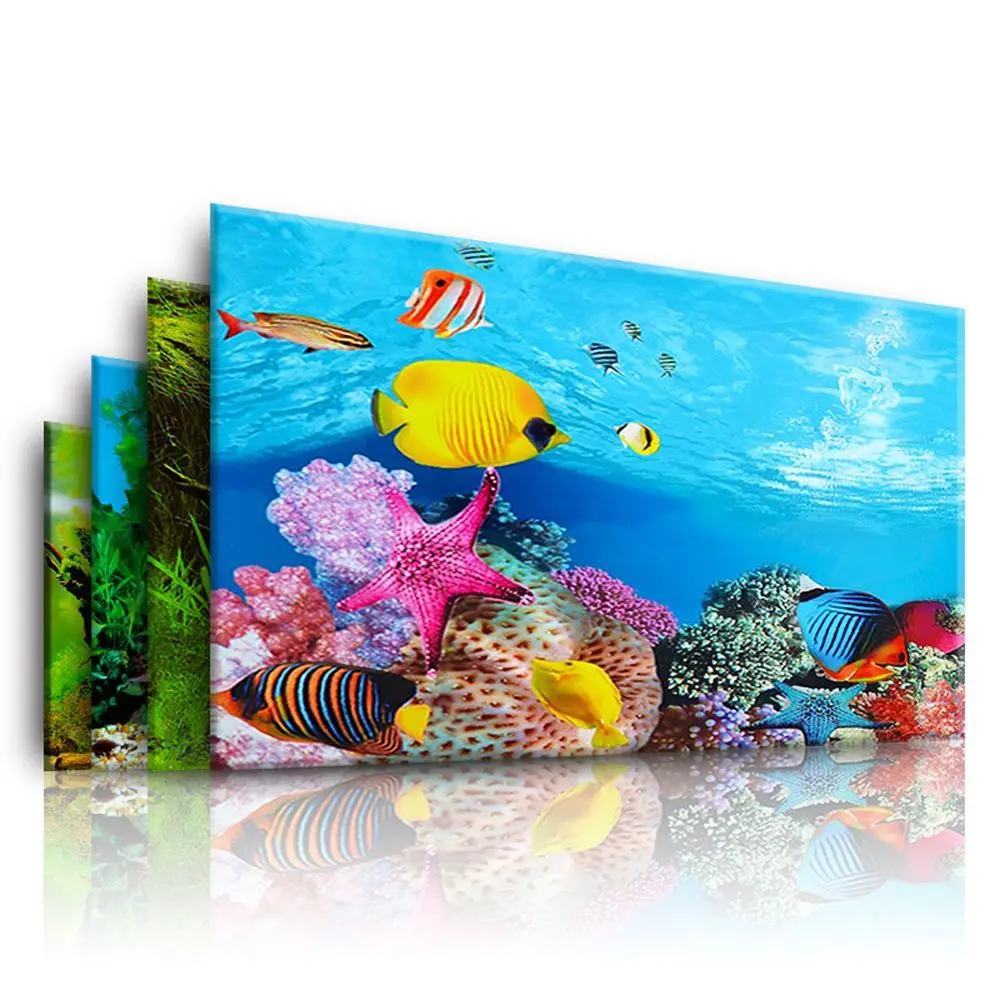 Flash Sale Cartel de paisaje de acuario 3D, cuadro de fondo para tanque de peces, pegatina de pintura de doble cara, Océano, Mar, Fondo de plantas, decoración de acuario HD exoXObARN