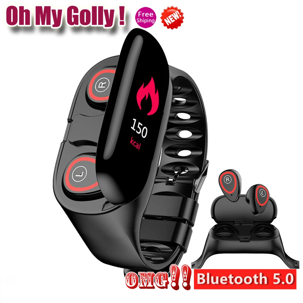 OMG ! M1 Newest AI Smart Watch With Bluetooth Earphone Heart Rate Monitor Smart Wristband Long Time Standby Sport Watch Men