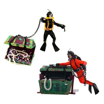 

Fish Tank Home Decor Treasure Hunter Diver Action Figure Ornament Aquarium Landscape Diver Hunter Treasure Chest Decorations