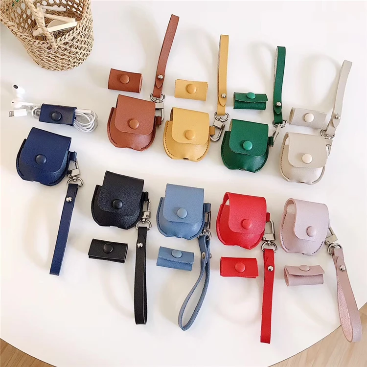 

Colorful Business Style cortex wireless For iPhone airpods 1 2 For iPhone headset Case Soft Matte Cover Case With the Rope