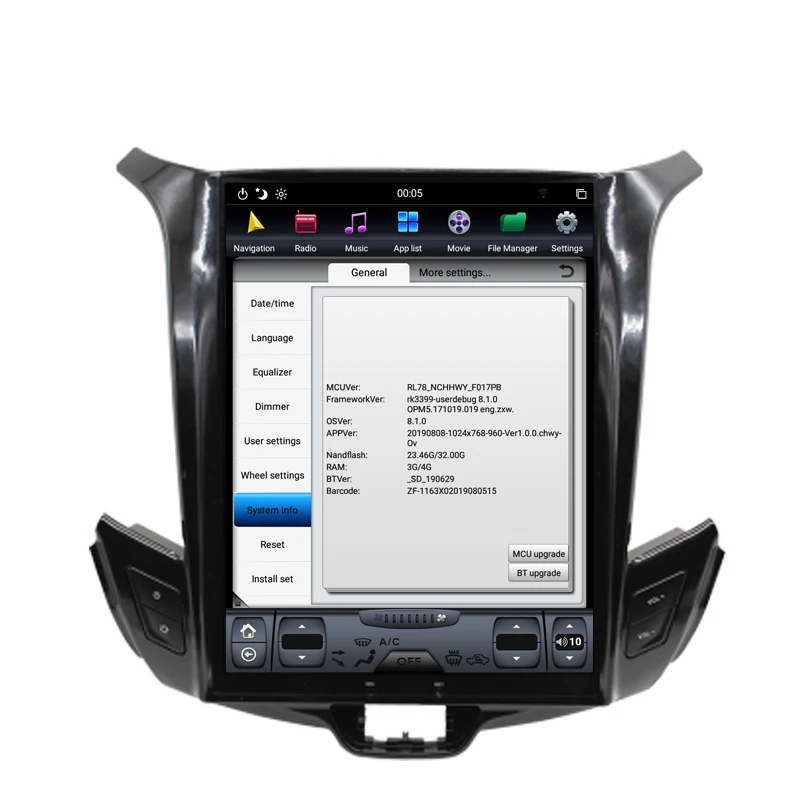 NAVITOPIA 10.4inch 4G+64GB Tesla Style Vertical Screen Android 8.1 Car DVD GPS Navigation for Chevrolet Cruze