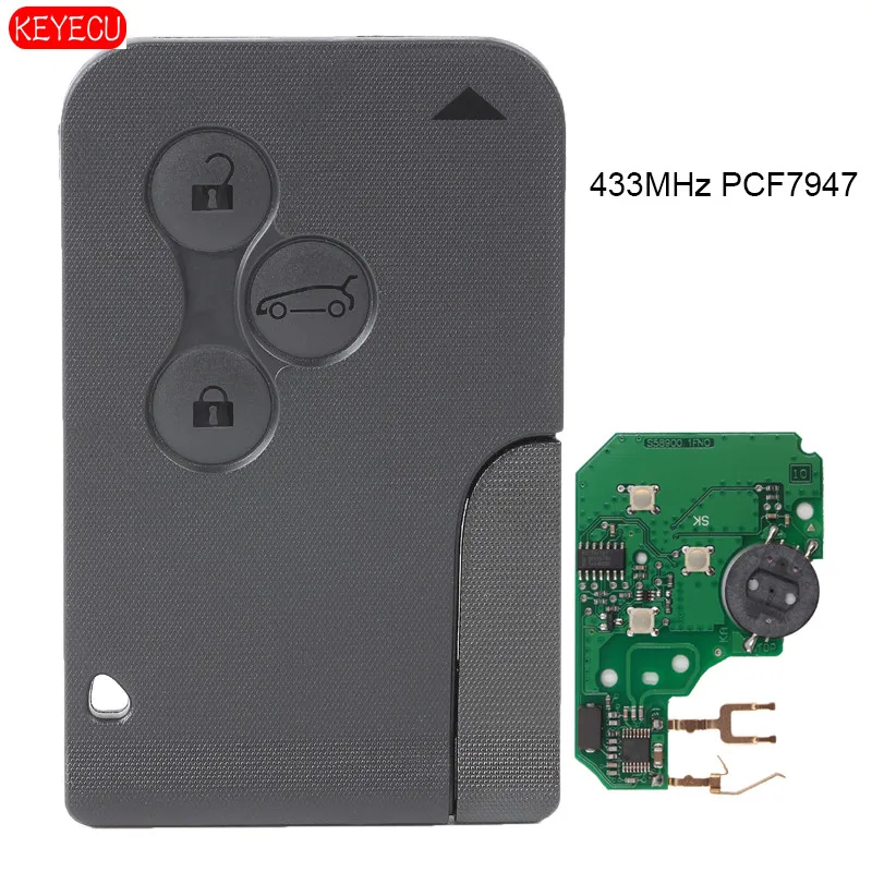KEYECU умный дистанционный брелок 3 кнопки 433 МГц PCF7947 для Renault Megane Scenic Clio 2003-2008
