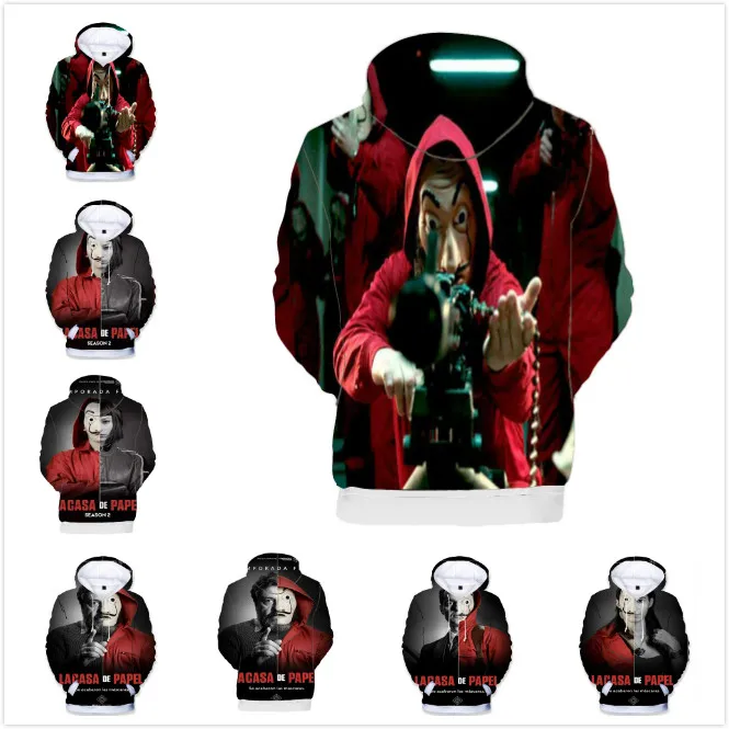 Костюм «Money Heist» футболка с длинным рукавом для маленьких мальчиков Забавный дизайн, футболка сериала «tv» толстовки для девочек Повседневная футболка, детские толстовки с капюшоном