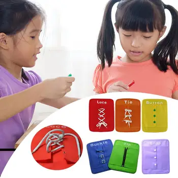 

6Pcs/set Colorful Baby Early Learning Kits Basic Life Skills Toys Learn To Dress Boards Button Buckle Lace Tie Child Gifts