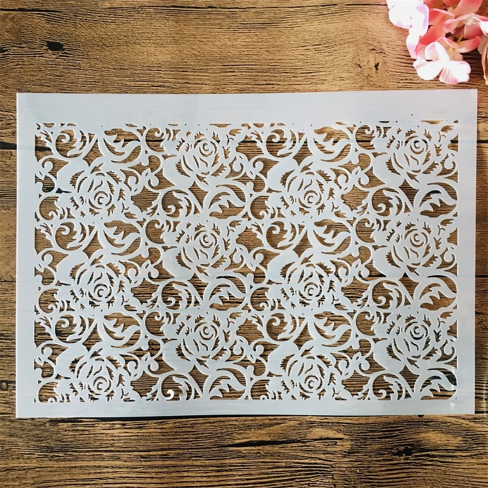 

A4 29cm Hollow Flower Texture DIY Layering Stencils Wall Painting Scrapbook Coloring Embossing Album Decorative Template