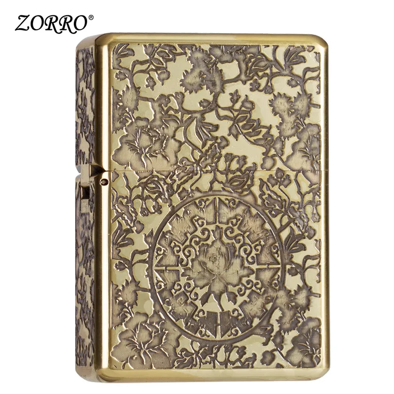 

Zorro kerosene lighter windproof rich peony waterproof creative retro grinding wheel lighter gift man lighter
