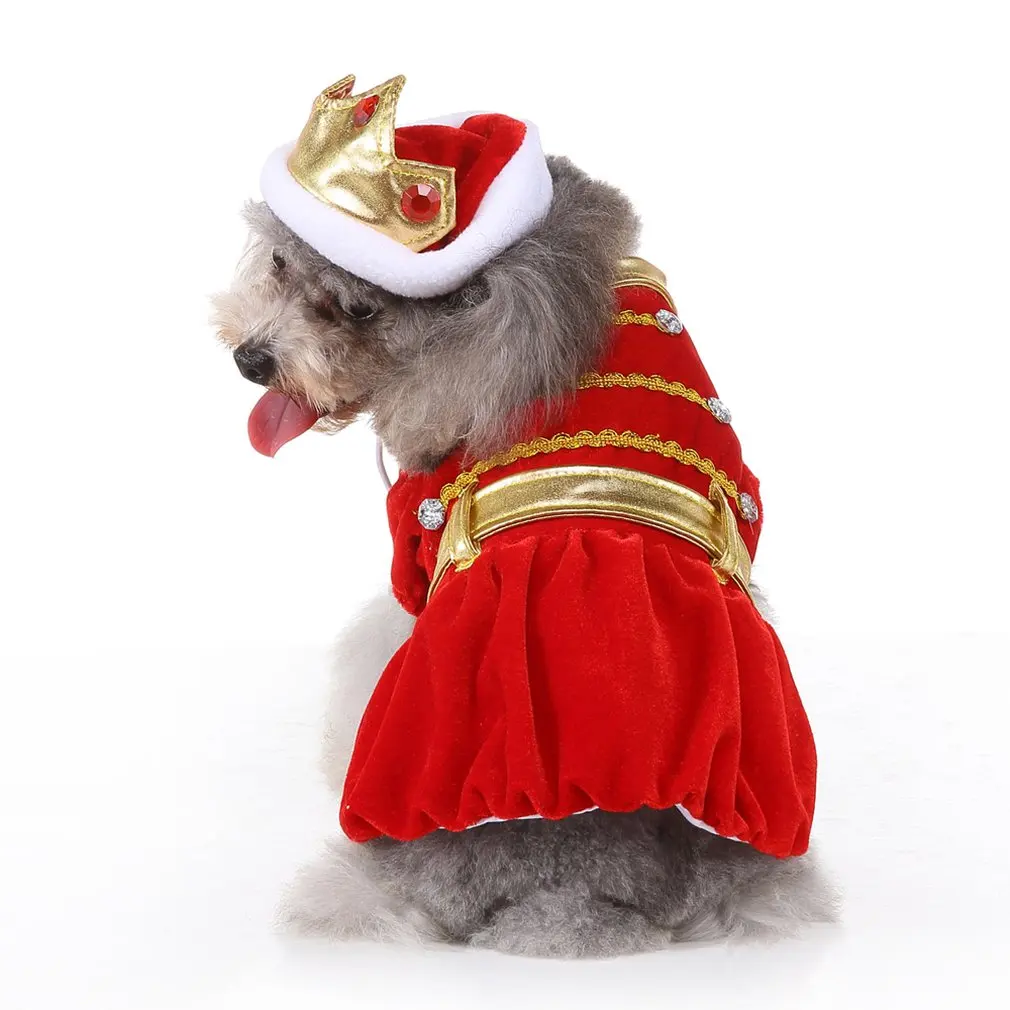 Рождественский Костюм Короля собаки Рождественский Щенок Костюм Короля Косплей Рождественские наряды для собак Милая Одежда для собак