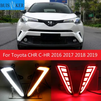 

2PCS LED DRL Daytime Running Light For Toyota CHR 2016 2017 2018 2019 Daylight Fog Lamps with Turn Signal Lamp Car Styling