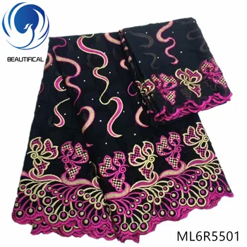

BEAUTIFICAL african lace fabrics High quality embroidery swiss voile lace fabric 5+2yards cotton laees fabric for dress ML6R55