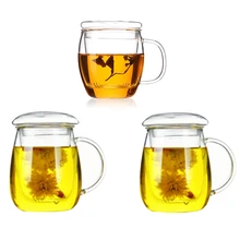 Ручная дутая термостойкая стеклянная чайная чашка с крышкой и заваркой 500 мл стеклянная чайная чашка инновационная чайная бутылка с фильтром