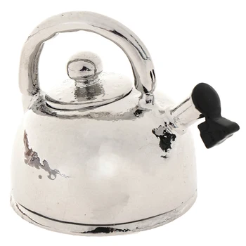

1/12 Doll Miniature Accessories Mini Metal Kettle Simulation Furniture Tea Pot Kitchen Model Toys For Doll House Decoration