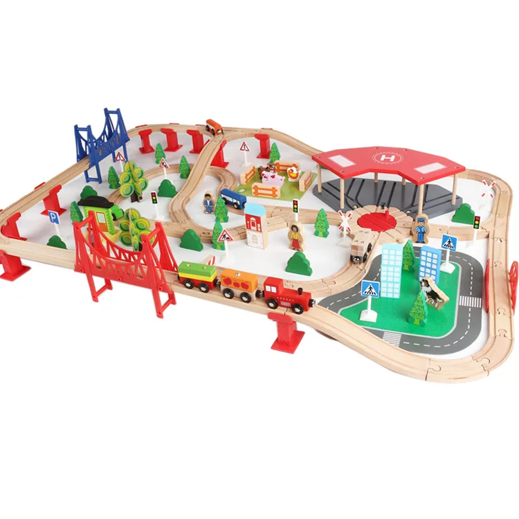 

Children'S Educational DIY Assembled Toys Wooden Camera Track 140-Piece Set Small Train