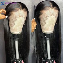 

13X4 HD Transparent Lace Frontal Wig 30 Inch Pre Plucked Brazlian Bone Straight Lace Front Human Hair Wigs For Women