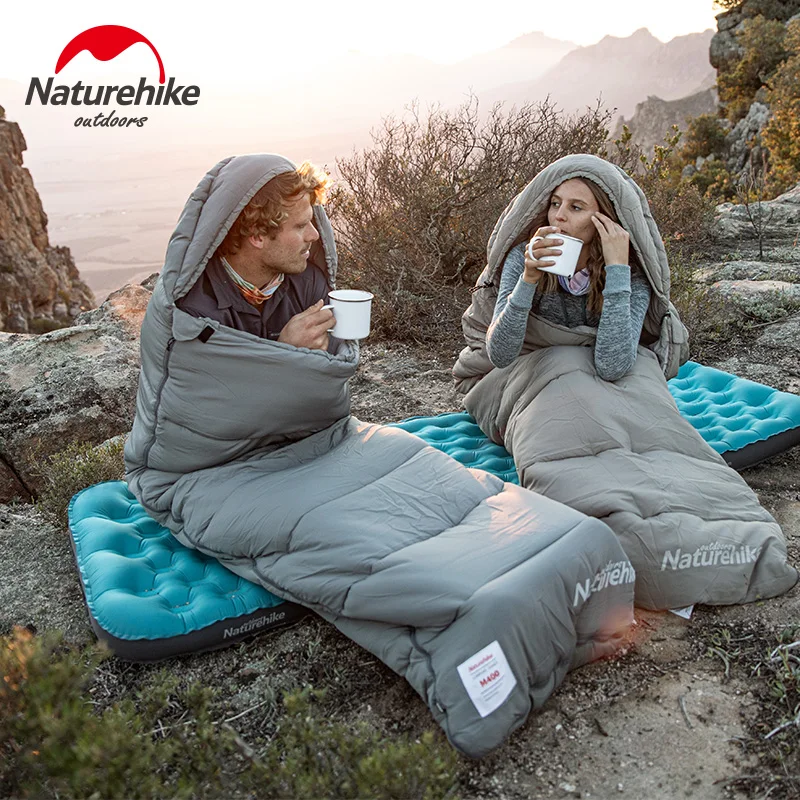 Удобный хлопковый спальный мешок Naturehike с капюшоном для взрослых разрезом