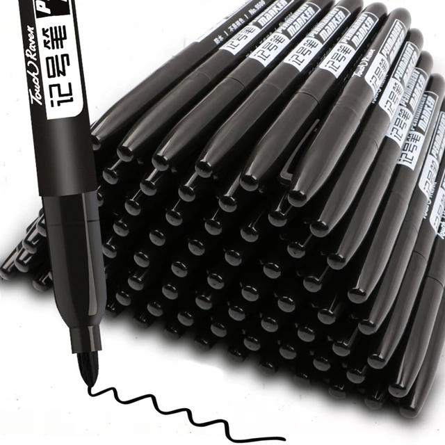 10 Pcs/set Permanent Marker Waterproof Marker Pen Medium Point 1.5mm Pen  Marker Black Blue