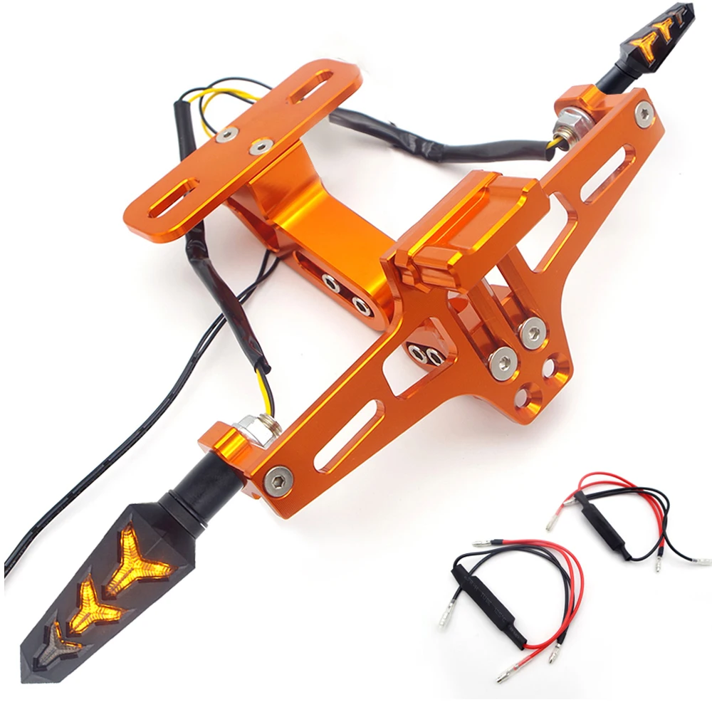 CNC держатель номерного знака мотоцикла для honda cbf125 Ducati Scrambler yamaha yz 250 aprilia etv 1000 caponord yamaha xmax 125 - Цвет: Orange 2 decoders