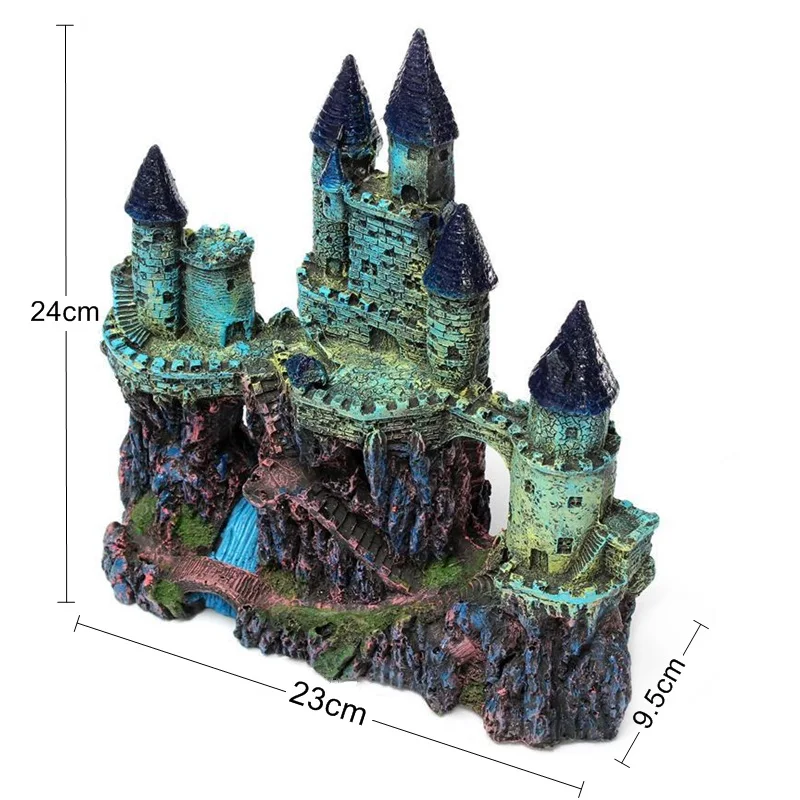 Искусственный дом аквариум Декор смолы Европейский замок орнамент аквариум камень пейзаж декоративный камень acuariio фон - Цвет: Зеленый
