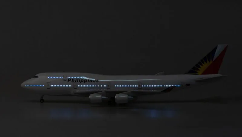 47 см Boeing 747 B747 модель филиппинские авиалинии с шасси колеса огни смолы самолет коллекционная игрушка