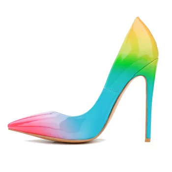 

Fall 2020 Fashion Explosion Rainbow Gradient Color Stiletto High Heels Large Size 44 Women's Shoes Fashion Fashion Shoes