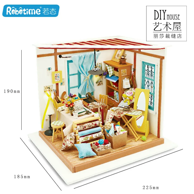 

Robotime Wood DIY Hut 3D Puzzle Model Lisa Tailor Shops Toy Birthday Creative Gift